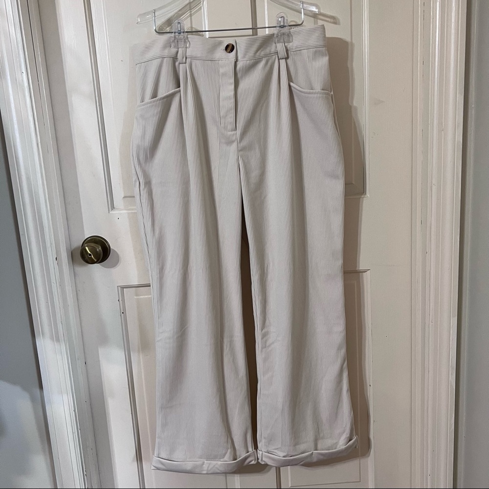 * NWT NiMin Ultra Soft Cream High Waisted Wide Legged Cord Pants - Size XL